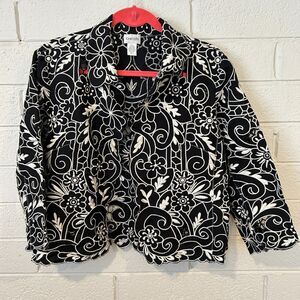 #8275 CHICO'S BLACK LACE BACK DINNER JACKET SIZE 2